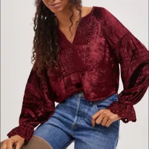 Anthropologie Tops - ANTHROPOLOGIE Stassi velvet eyelet top